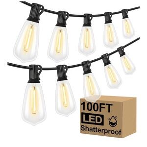 100 FT LED Outdoor String Lights - Warm White